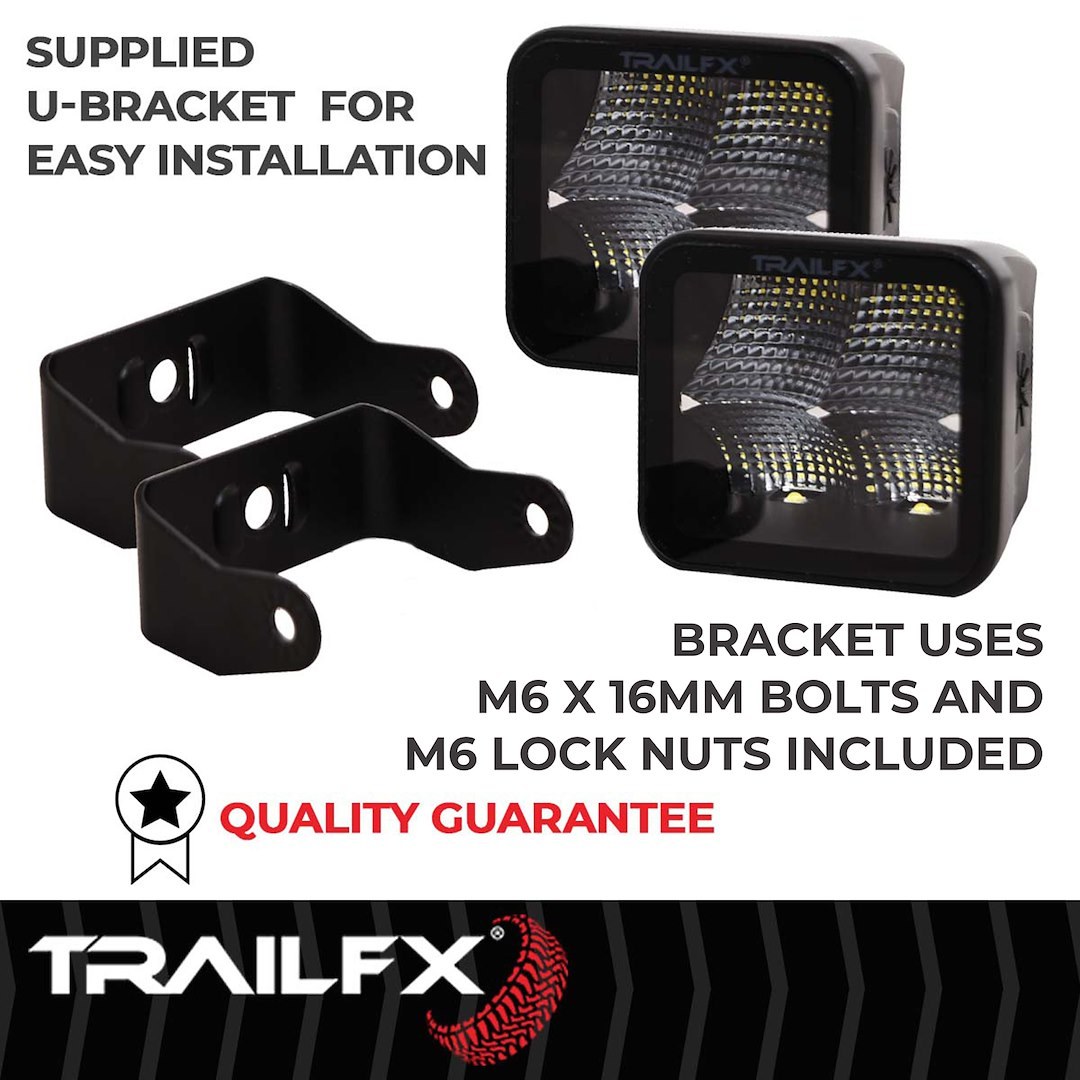 TrailFX Driving/ Fog Light, Tfx LED Lights, LED Bulb, 4 Clear OSRAM5 LED 5 Watt Bulbs, 3 Inch Cube, 20 Watt, 90 Degree Flood Beam – 2X2CFBKPR