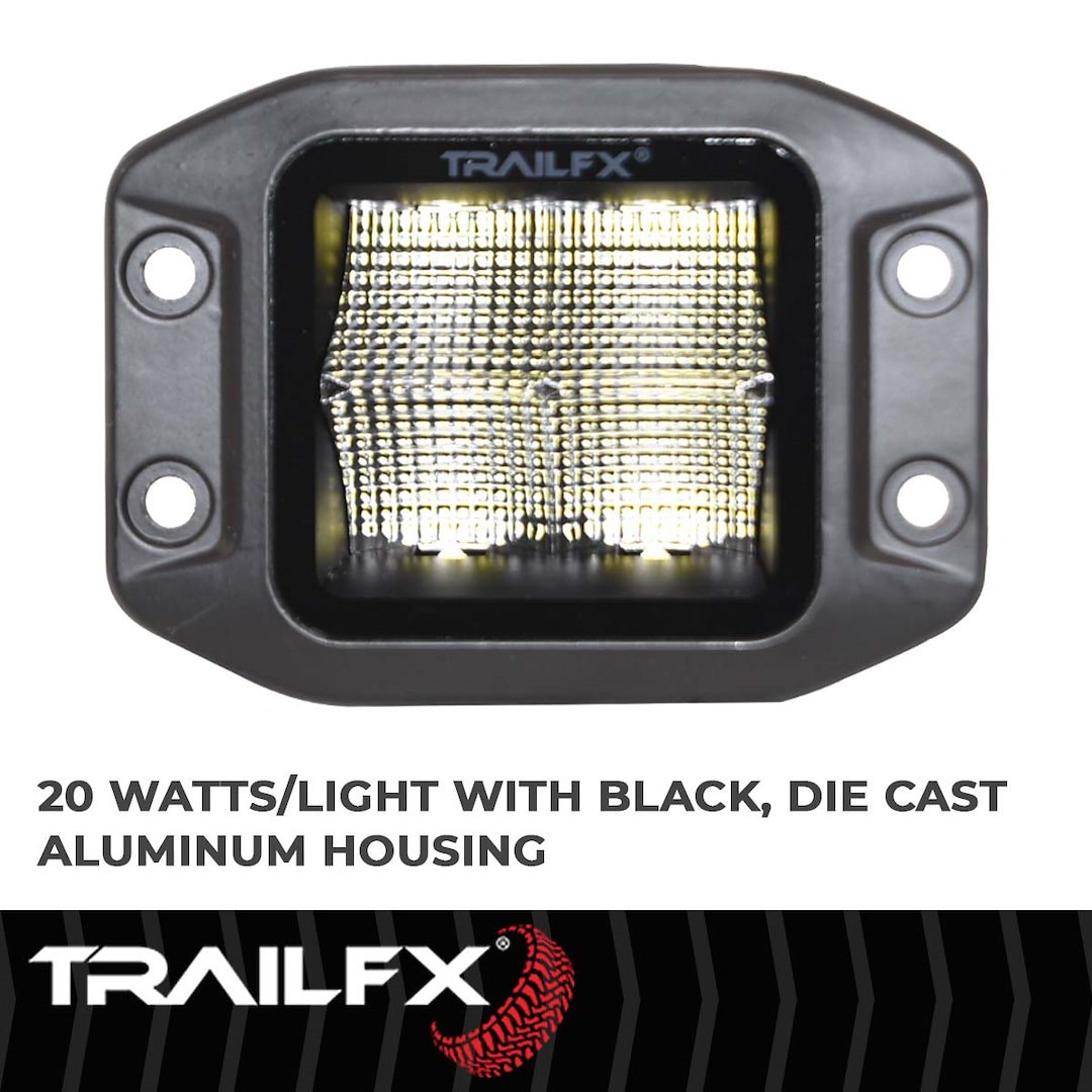 TrailFX Driving/ Fog Light, Tfx LED Lights, LED Bulb, 4 Clear OSRAM5 LED 5 Watt Bulbs, 3 Inch Flush Mount Cube, 20 Watt – 2X2CFFMB