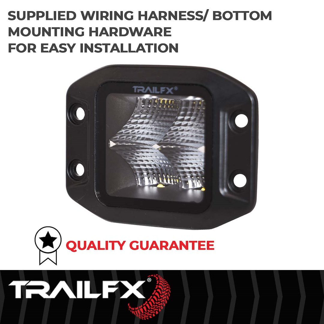 TrailFX Driving/ Fog Light, Tfx LED Lights, LED Bulb, 4 Clear OSRAM5 LED 5 Watt Bulbs, 3 Inch Flush Mount Cube, 20 Watt – 2X2CFFMB