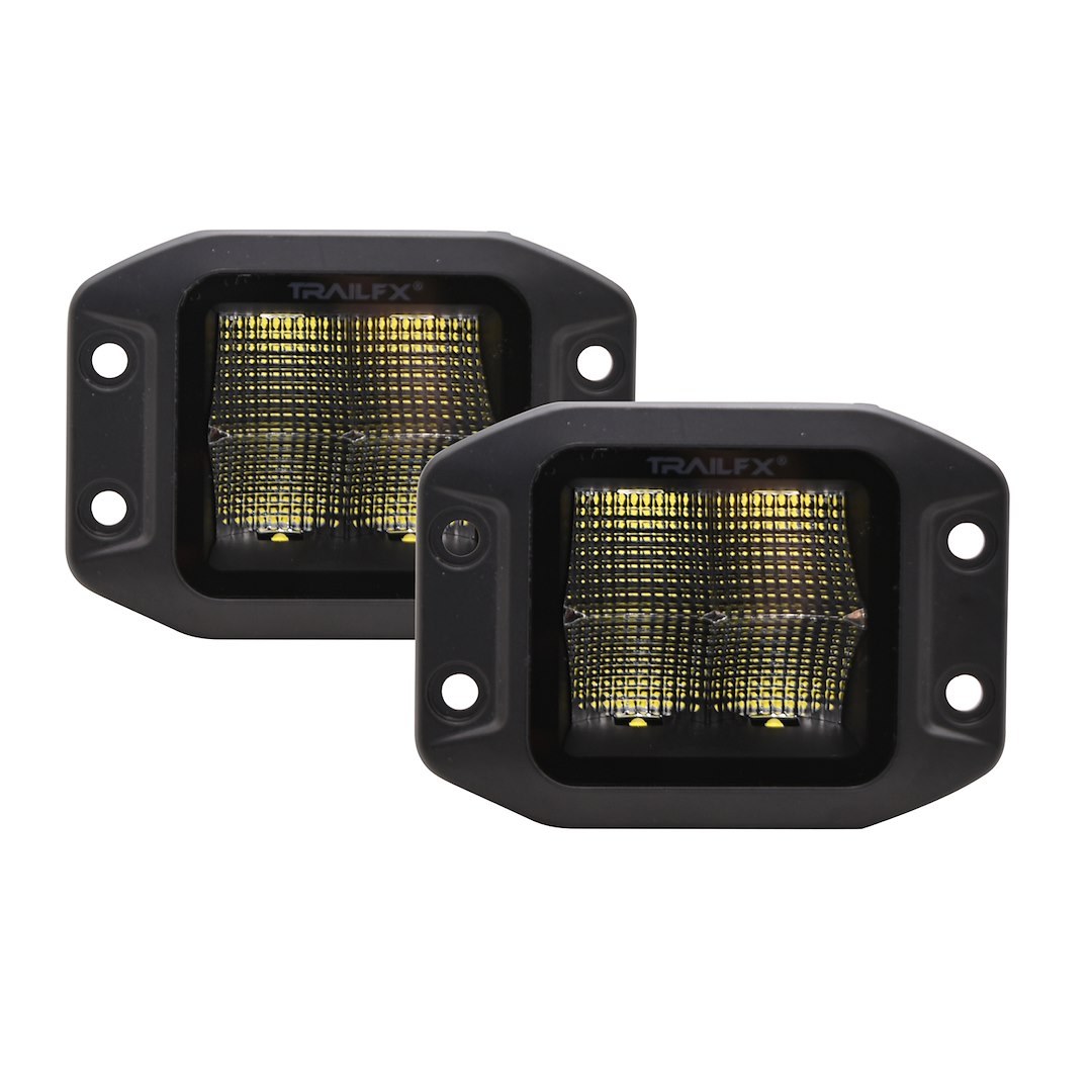 TrailFX Driving/ Fog Light, Tfx LED Lights, LED Bulb, 4 Clear OSRAM5 LED 5 Watt Bulbs, 3 Inch Flush Mount Cube, 20 Watt – 2X2CFFMBPR