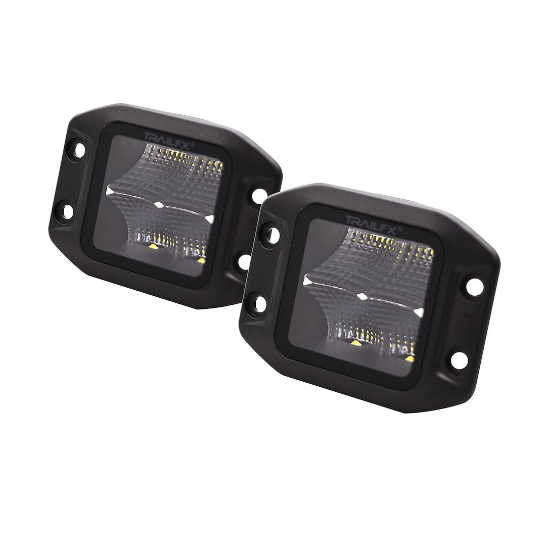 TrailFX Driving/ Fog Light, Tfx LED Lights, LED Bulb, 4 Clear OSRAM5 LED 5 Watt Bulbs, 3 Inch Flush Mount Cube, 20 Watt – 2X2CFFMBPR
