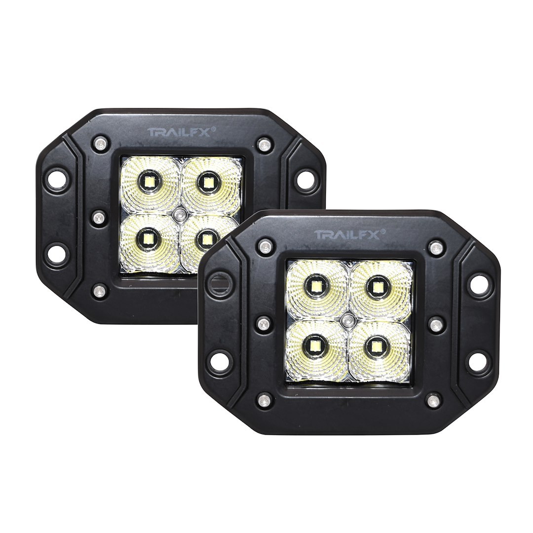 TrailFX Driving/ Fog Light, Tfx LED Lights, LED Bulb, 4 Clear Cree LED 5 Watt Bulbs, 3 Inch Cube, 20 Watt, 90 Degree Flood Beam – 2X2CFFMPR