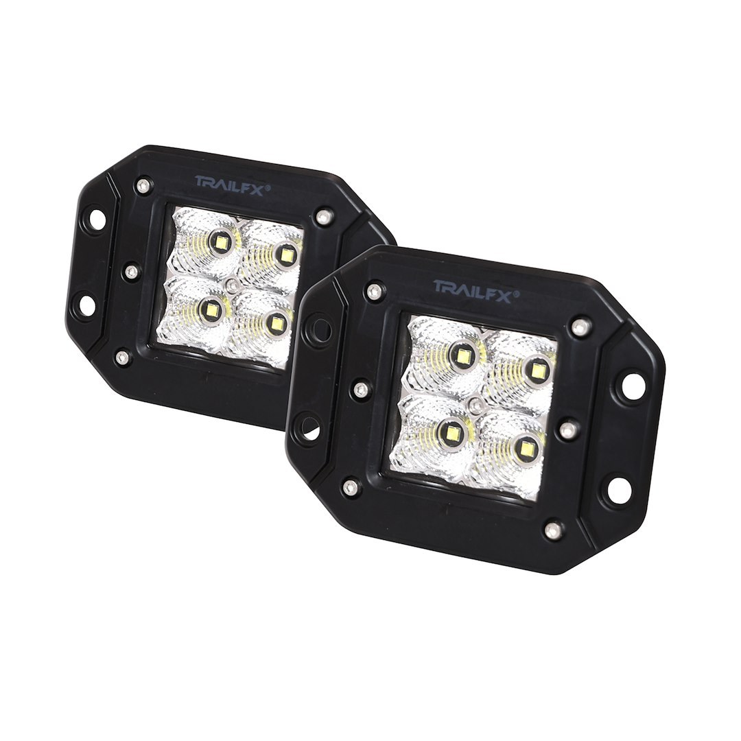 TrailFX Driving/ Fog Light, Tfx LED Lights, LED Bulb, 4 Clear Cree LED 5 Watt Bulbs, 3 Inch Cube, 20 Watt, 90 Degree Flood Beam – 2X2CFFMPR