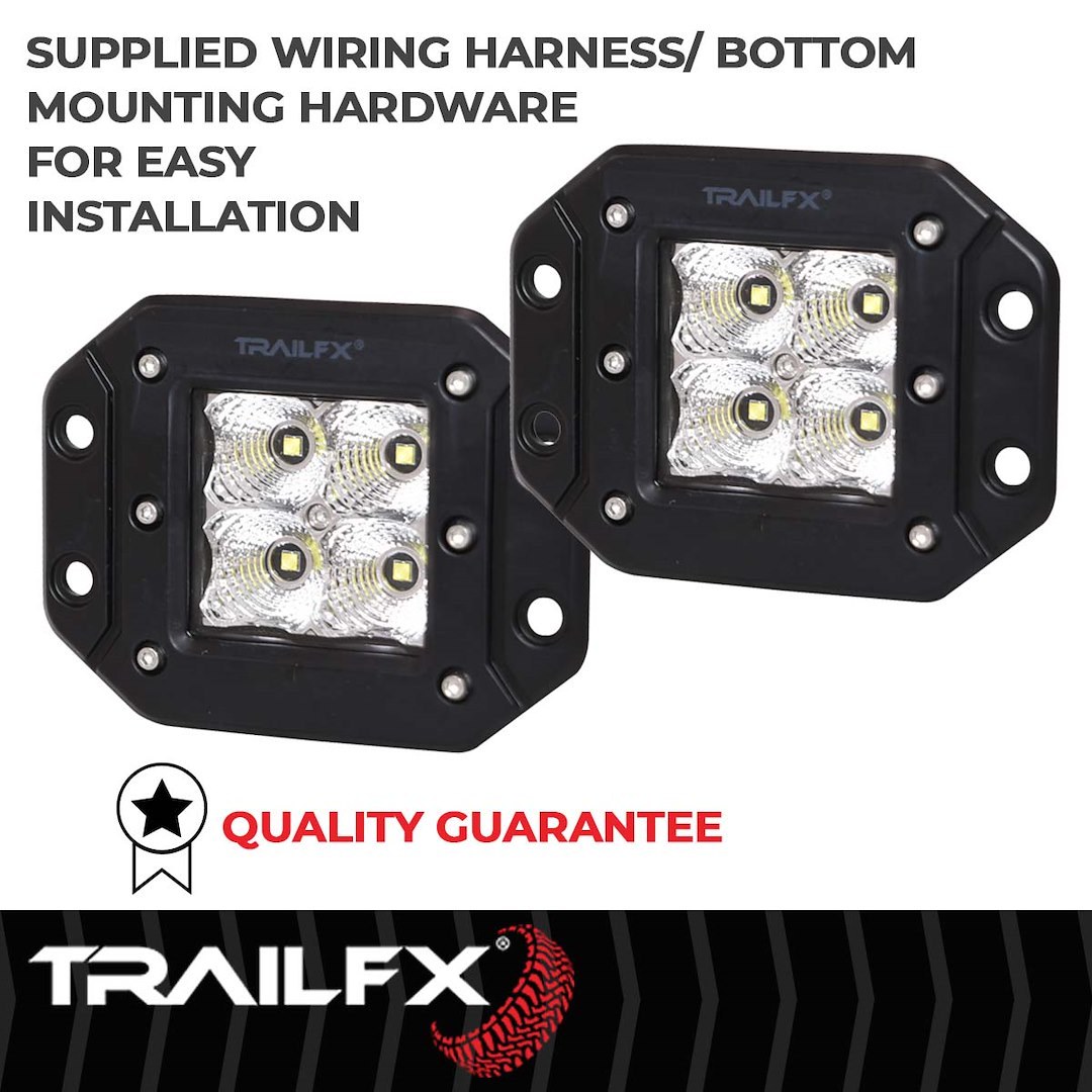 TrailFX Driving/ Fog Light, Tfx LED Lights, LED Bulb, 4 Clear Cree LED 5 Watt Bulbs, 3 Inch Cube, 20 Watt, 90 Degree Flood Beam – 2X2CFFMPR