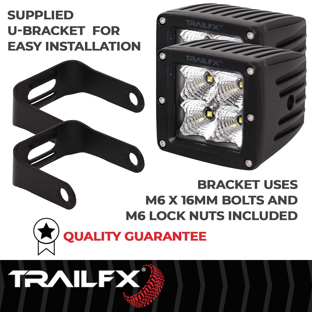 TrailFX Driving/ Fog Light, Tfx LED Lights, LED Bulb, 4 Clear Cree LED 5 Watt Bulbs, 3 Inch Cube, 20 Watt, 90 Degree Flood Beam – 2X2CFPR