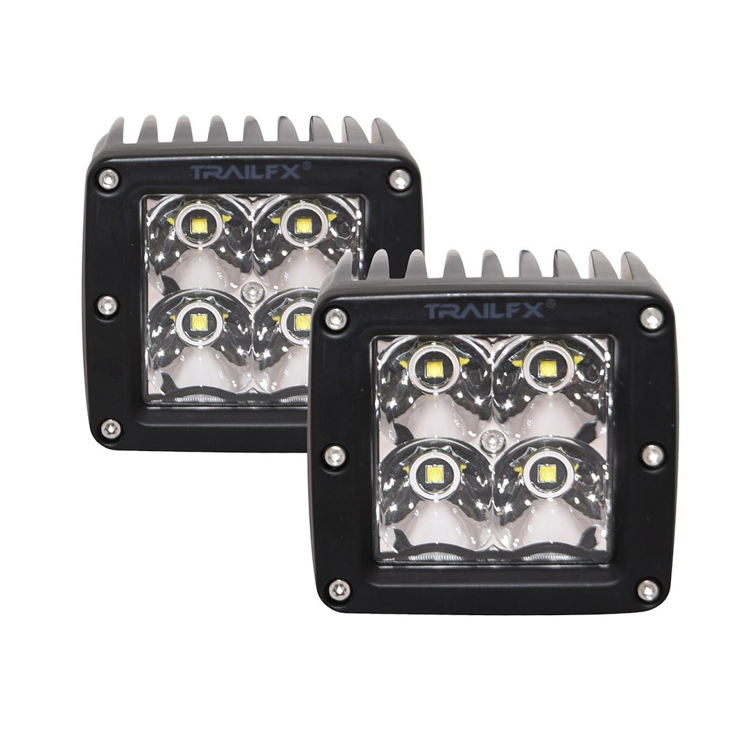 TrailFX Driving/ Fog Light, Tfx LED Lights, LED Bulb, 4 Clear Cree LED 5 Watt Bulbs, 3 Inch Cube, 20 Watt, 8 Degree Spot Beam – 2X2CSPPR