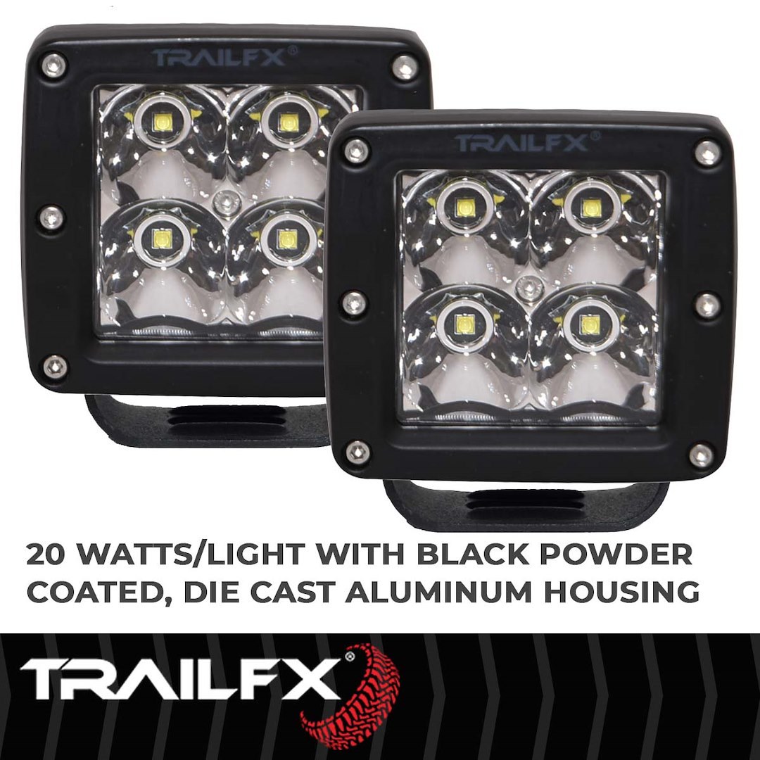 TrailFX Driving/ Fog Light, Tfx LED Lights, LED Bulb, 4 Clear Cree LED 5 Watt Bulbs, 3 Inch Cube, 20 Watt, 8 Degree Spot Beam – 2X2CSPPR