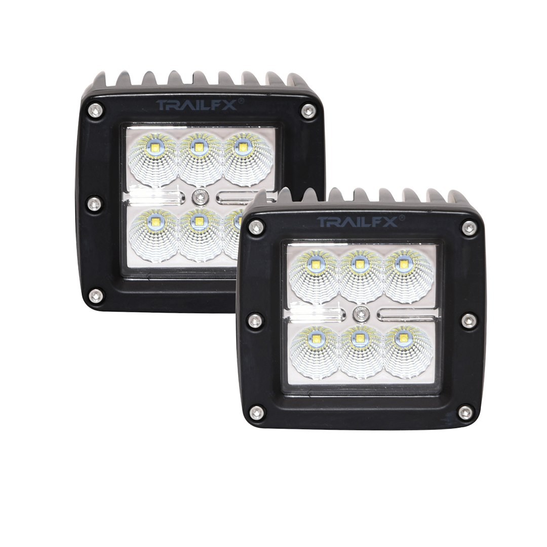 TrailFX Driving/ Fog Light, Tfx LED Lights, LED Bulb, 6 Clear Cree LED 3 Watt Bulbs, 3 Inch Cube, 20 Watt, 90 Degree Flood Beam – 3X2CFPR