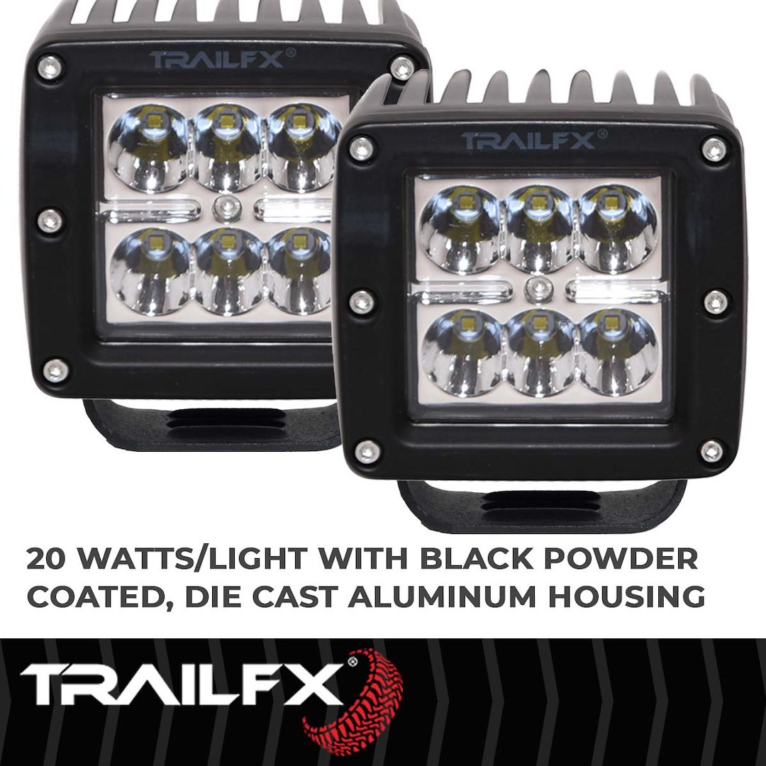 TrailFX Driving/ Fog Light, Tfx LED Lights, LED Bulb, 6 Clear Cree LED 3 Watt Bulbs, 3 Inch Cube, 20 Watt, 8 Degree Spot Beam – 3X2CSPPR