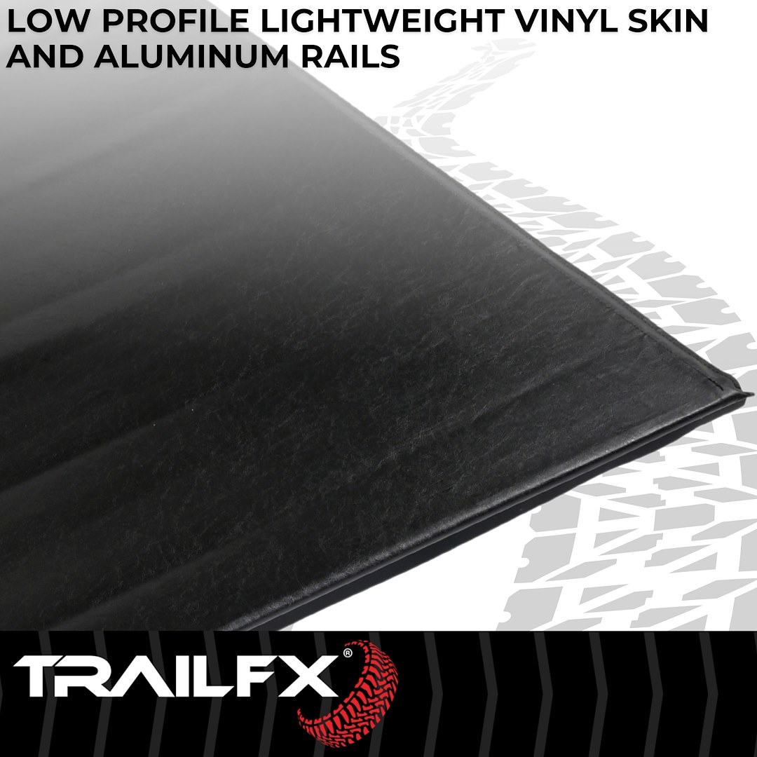TrailFX Tonneau Cover, Tfx Soft Rolling, Soft Roll-Up Hook and Loop, Lockable with Tailgate Lock, Black Vinyl with Aluminum Rails – TFX3206
