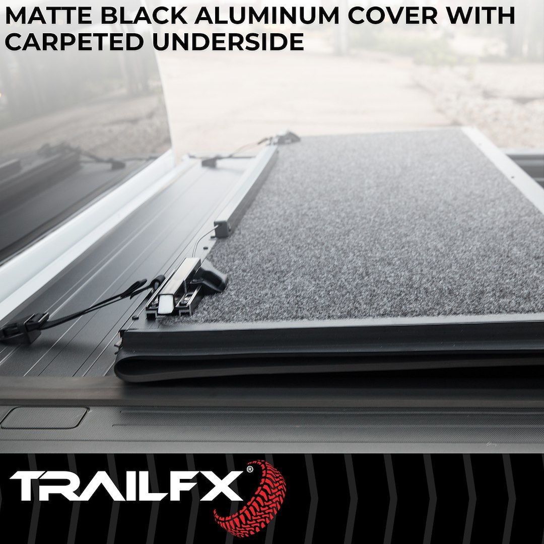 TrailFX Tonneau Cover, HF3 Pro Hard Tri-Fold, Hard Folding, 3 Folds/ 3 Panels, 3 Riding Positions, Lockable Using Tailgate Handle Lock – TFX3701