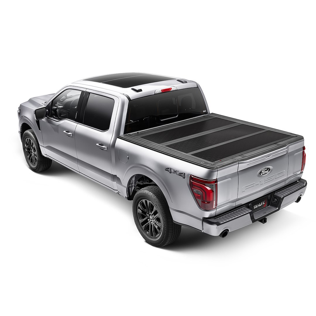 TrailFX Tonneau Cover, HF3 Hard Tri-Fold, Hard Folding, 3 Folds/ 3 Panels, 3 Riding Positions, Lockable, Gloss Black, Aluminum – TFX8001