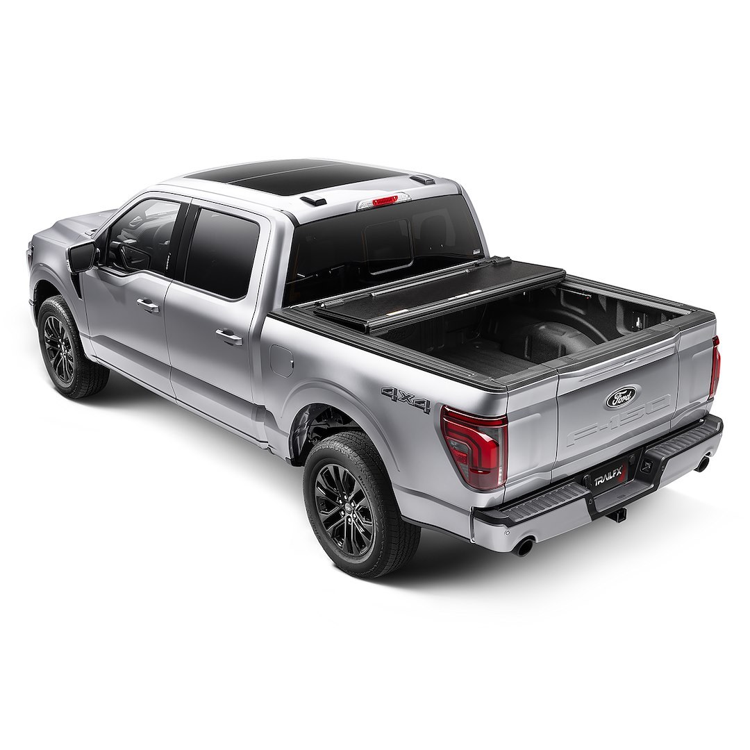 TrailFX Tonneau Cover, HF3 Hard Tri-Fold, Hard Folding, 3 Folds/ 3 Panels, 3 Riding Positions, Lockable, Gloss Black, Aluminum – TFX8001