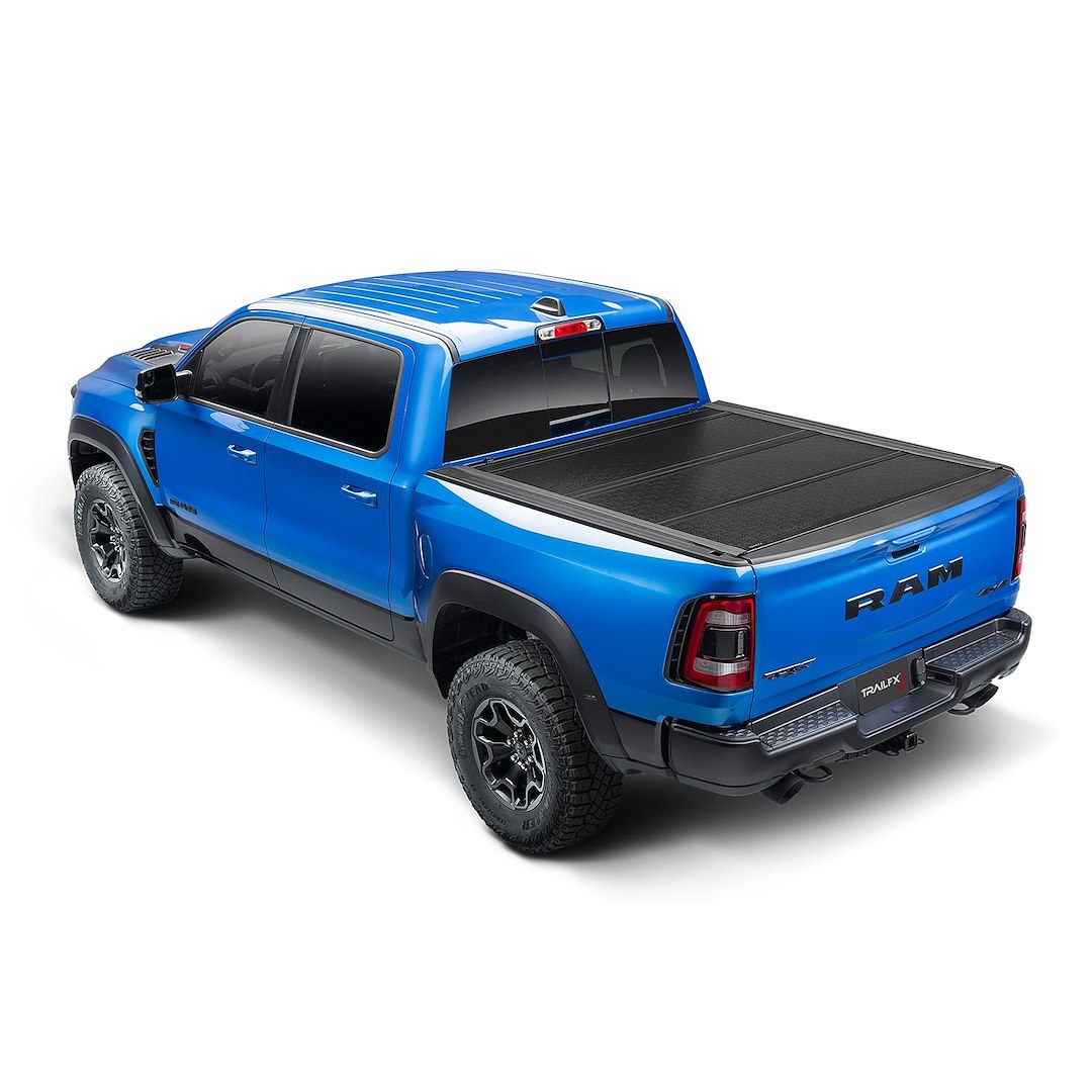 TrailFX Tonneau Cover, HF3 Hard Tri-Fold, Hard Folding, 3 Folds/ 3 Panels, 3 Riding Positions, Lockable, Gloss Black, Aluminum – TFX8012