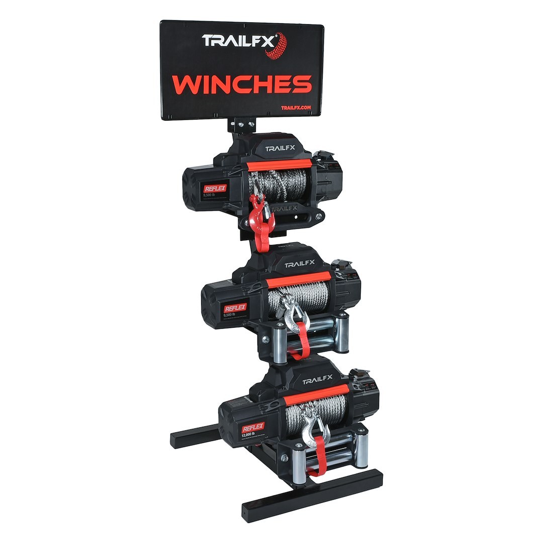 TrailFX Point of Purchase Display, Tfx Point of Purchase Display, Standing Floor Display, Holds 3 Winches (not Included) – WA013