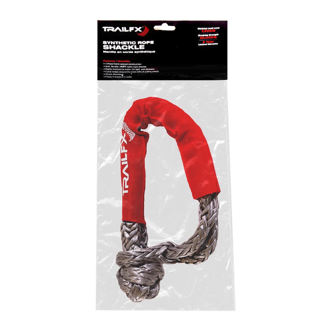 TrailFX Shackle Rope, Tfx Winch Accessories, 7/16 Inch Hmpe Synthetic Rope, 30,000 Pound Break Strength/ 7,500 Pound Working Load Limit, Red – WA046