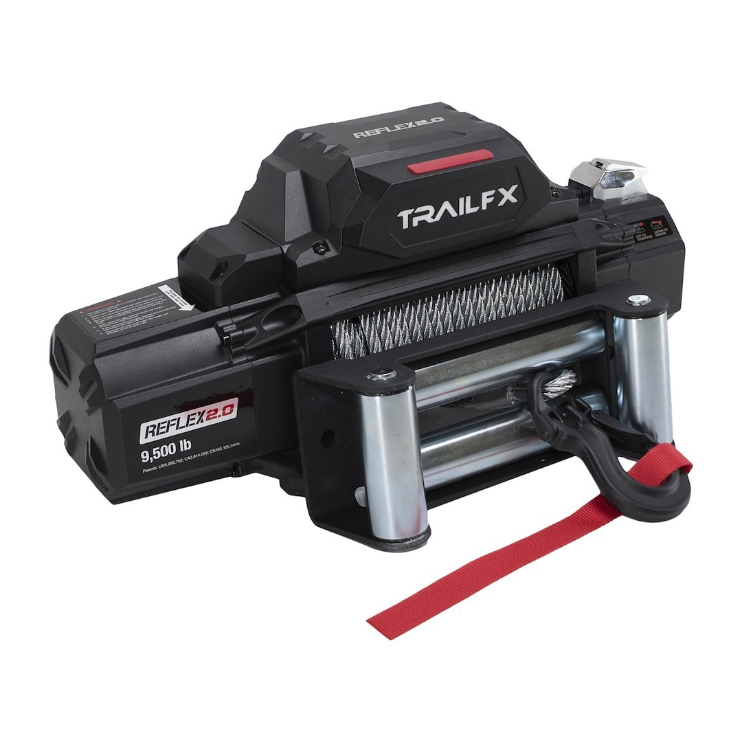 TrailFX Winch, Reflex 2.0, Vehicle Mounted, Vehicle Recovery Winch, 12 Volt Electric, 9500 Pound Line Pull Capacity, 94 Foot Wire Rope – WR295B