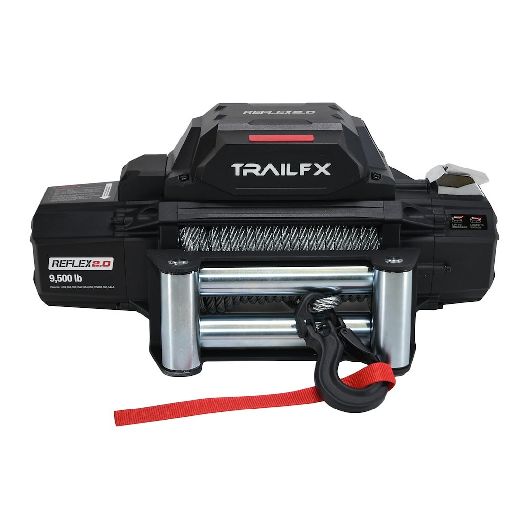 TrailFX Winch, Reflex 2.0, Vehicle Mounted, Vehicle Recovery Winch, 12 Volt Electric, 9500 Pound Line Pull Capacity, 94 Foot Wire Rope – WR295B