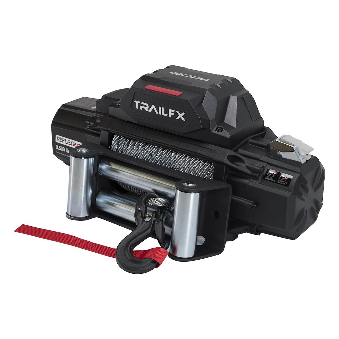 TrailFX Winch, Reflex 2.0, Vehicle Mounted, Vehicle Recovery Winch, 12 Volt Electric, 9500 Pound Line Pull Capacity, 94 Foot Wire Rope – WR295B