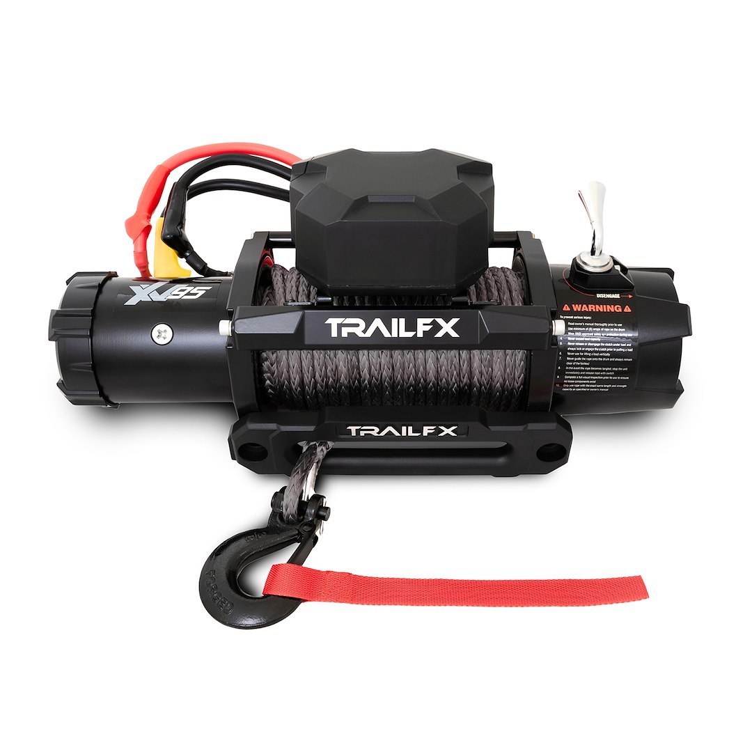 TrailFX Winch, XV95 Series, Vehicle Mounted, Vehicle Recovery Winch, 12 Volt Electric, 9500 Pound Line Pull Capacity, 94 Foot Synthetic Rope – WXVS95B
