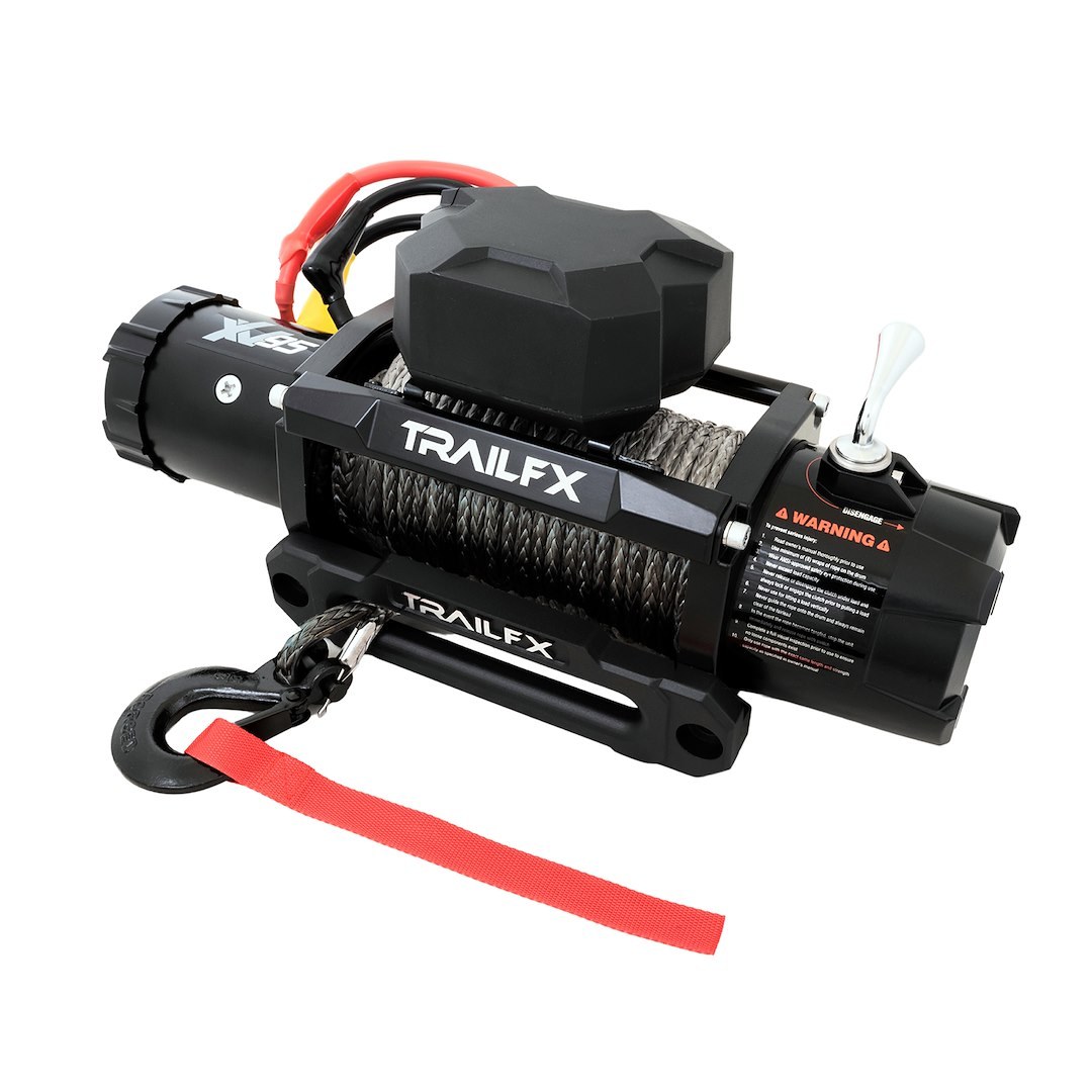 TrailFX Winch, XV95 Series, Vehicle Mounted, Vehicle Recovery Winch, 12 Volt Electric, 9500 Pound Line Pull Capacity, 94 Foot Synthetic Rope – WXVS95B