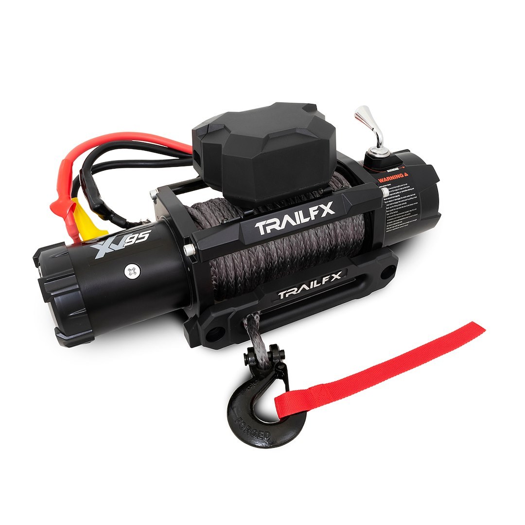 TrailFX Winch, XV95 Series, Vehicle Mounted, Vehicle Recovery Winch, 12 Volt Electric, 9500 Pound Line Pull Capacity, 94 Foot Synthetic Rope – WXVS95B