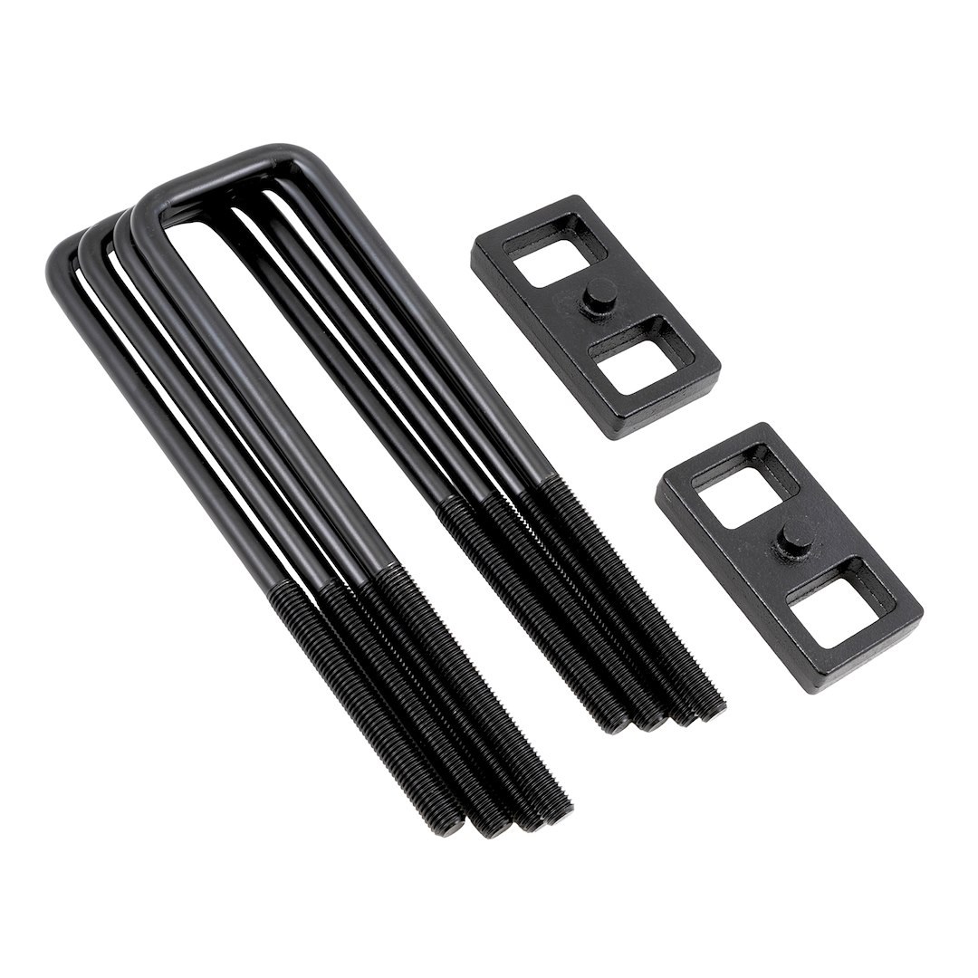 Suspens Pro Leaf Spring Block Kit, 2 Inch Rear Lift, Cast Iron, With Two Rear Blocks/ Four U-Bolts/ Hardware – BUG04