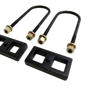 TrailFX Leaf Spring Block Kit, Tfx Rear Block Kits, 1 Inch Lift, Aluminum, With 2 Blocks/ 4 U-Bolts/ Hardware – F10RB1