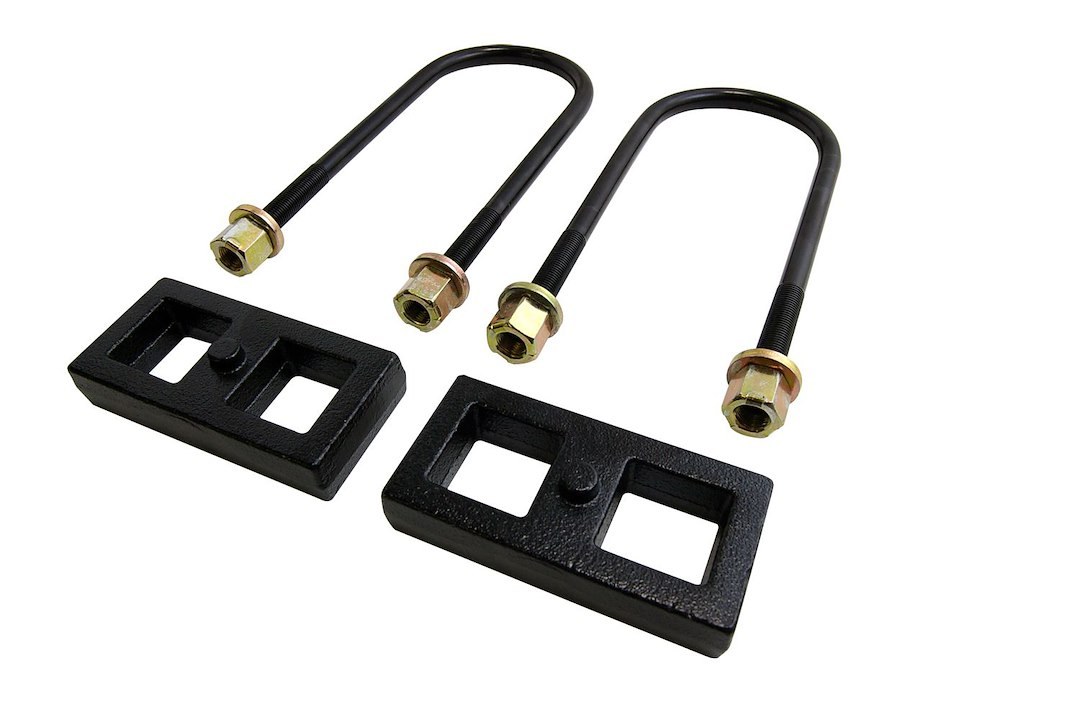 TrailFX Leaf Spring Block Kit, Tfx Rear Block Kits, 1 Inch Lift, Aluminum, With 2 Blocks/ 4 U-Bolts/ Hardware – F10RB1