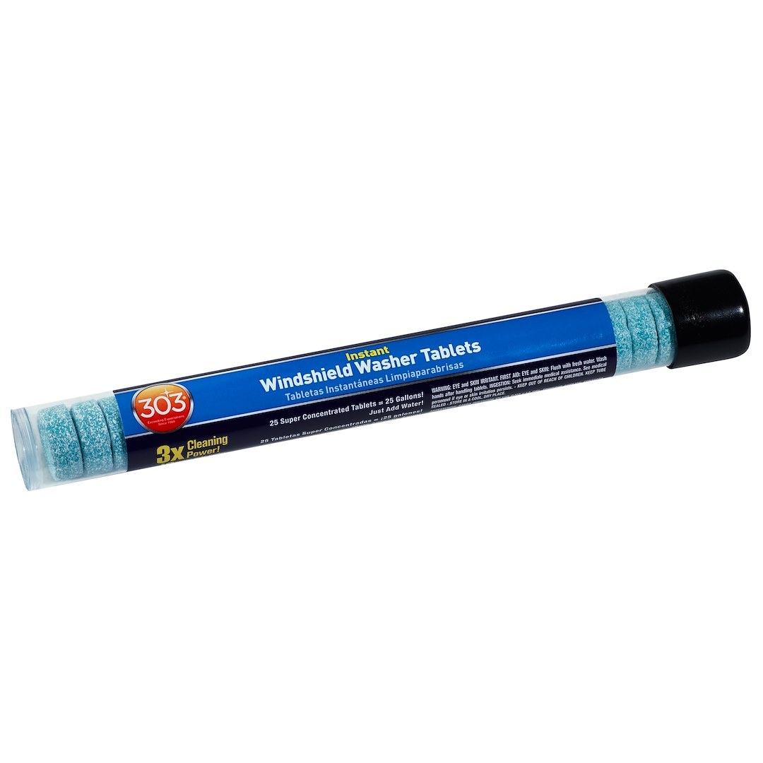 303 Products Windshield Washer Fluid, With Bugs/ Road Film/ Dirt/ Grime Remover, Blue, 50 Gram Packet – 230373