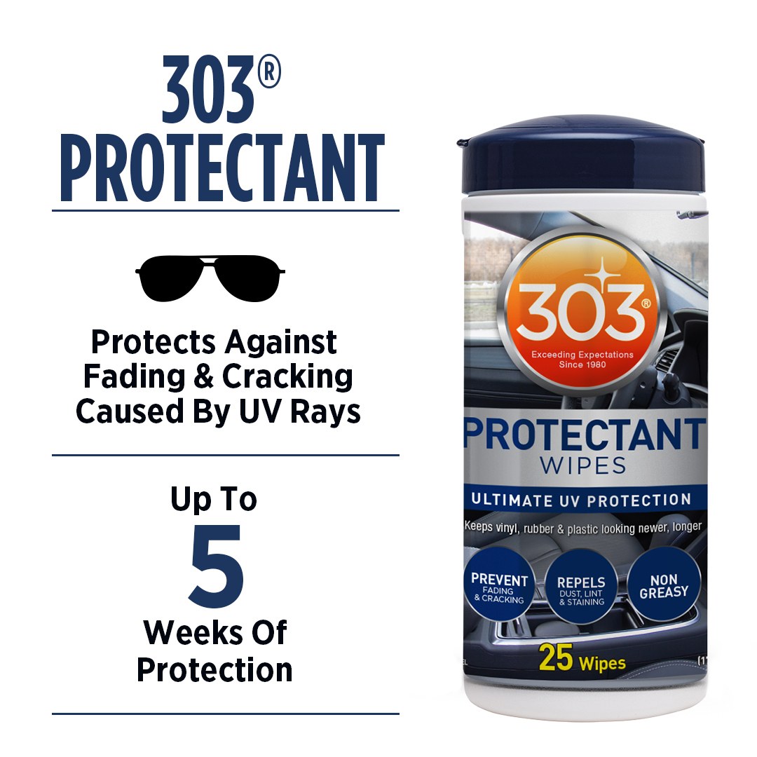 303 Products Cleaning Wipe, Used for Vinyl/ Rubber/ Plastic, Single Canister of 25 Wipes – 30397