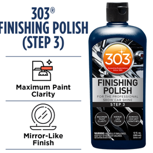 303 Products Polishing Compound, Use to Remove 2500 Grit Scratches/ Light Blemishes/ Da Haze or Rotary Swirls and Restore Mirror Shine Finish – 30703