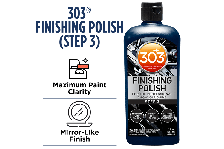 303 Products Polishing Compound, Use to Remove 2500 Grit Scratches/ Light Blemishes/ Da Haze or Rotary Swirls and Restore Mirror Shine Finish – 30703
