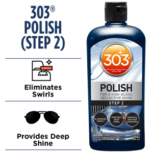 303 Products Polishing Compound, Use to Remove 2000 Grit Scratches/ Swirls/ Moderate Paint Defects and Provides Gloss Reflective Shine, Liquid – 30704