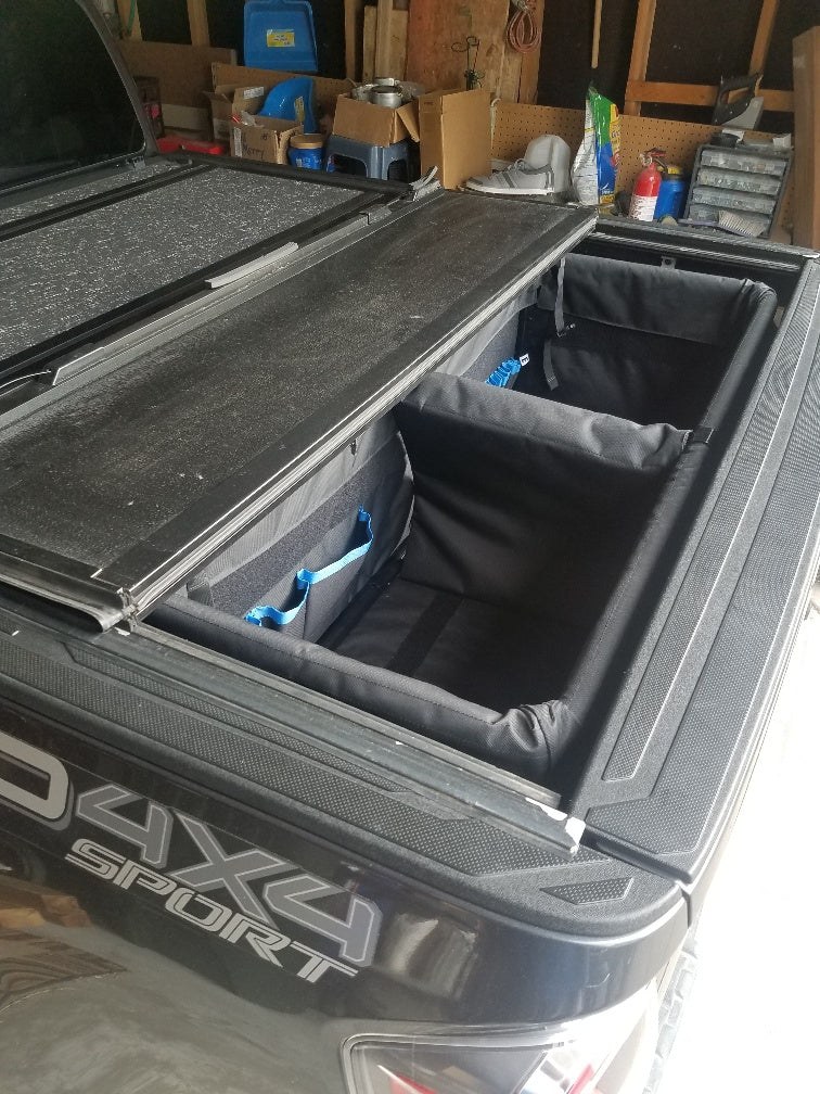 Tonneau Budd Cargo Organizer, Truck Bed of Mid-Size Truck, Single Compartment with 16 Inside and 2 Outside Pockets, With Removeable Divider – TBMSHD