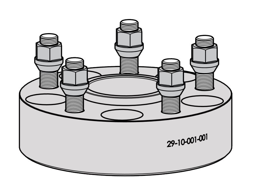 TeraFlex Wheel Adapter, Offset Adapter, 5 X 127 Millimeter/ 5 X 5.00 Inch Axle Bolt Pattern, 1-3/4 Inch Thickness, Black, Aluminum – 1057000