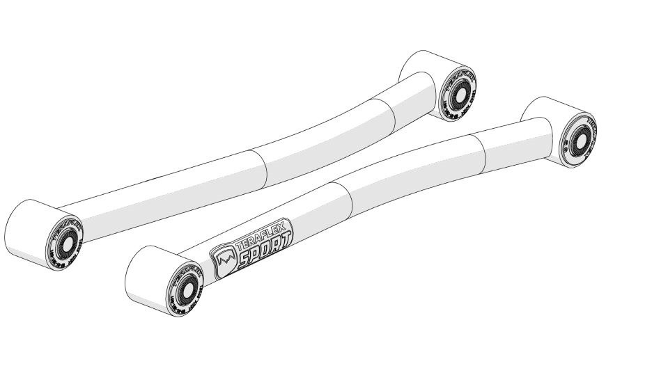 TeraFlex Control Arm, Sport Flexarm, Tubular, Non Adjustable, Black, Steel, With Rubber Bushings, Set of 2 – 1253000