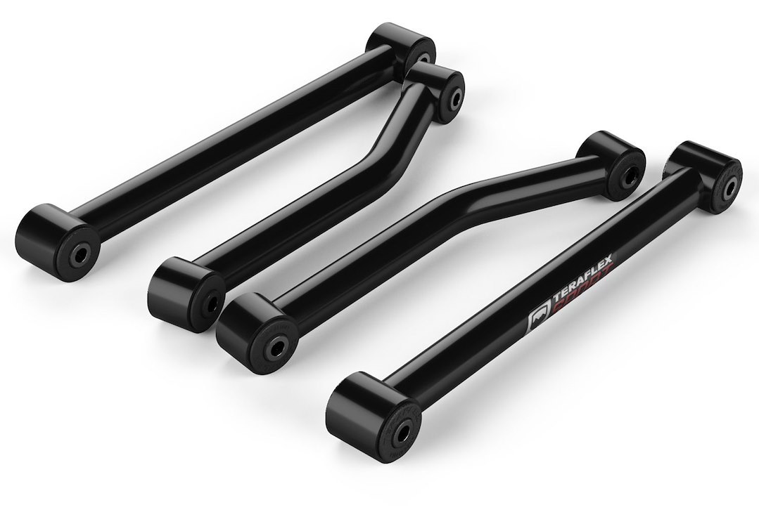 TeraFlex Control Arm, Sport Flexarm, Tubular, Non Adjustable, Black, Steel, With Rubber Bushings, Set of 4 – 1254000