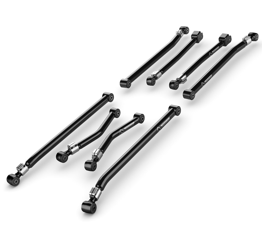 TeraFlex Control Arm, Alpine Flexarm, Tubular, Adjustable, Black, Steel, With Rubber Bushings, Set of 8 – 1315000