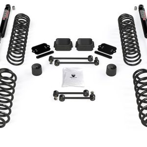 TeraFlex Lift Kit Suspension, 2-1/2 Inch Front Lift, 2-1/2 Inch Rear Lift, With Front and Rear 9550 Shock Absorbers IN Kit, Black Components – 1354252