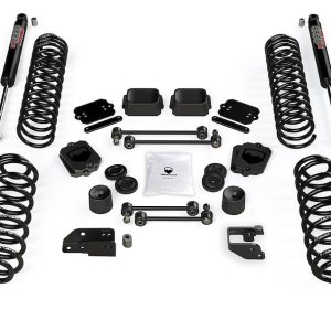TeraFlex Lift Kit Suspension, 3-1/2 Inch Front Lift, 3-1/2 Inch Rear Lift, With Front and Rear 9550 Shock Absorbers IN Kit, Black Components – 1356050