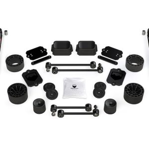 TeraFlex Lift Kit Suspension, 3 Inch Front Lift, 2-1/2 Inch Rear Lift, With Front and Rear Twin Tube 9550 Shock Absorbers, Black Components – 1365350
