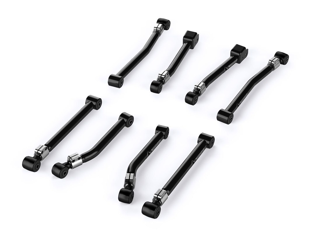 TeraFlex Control Arm, Alpine Flexarm, Tubular, Adjustable, Black, Steel, With Rubber Bushings, Set of 8 – 1415610