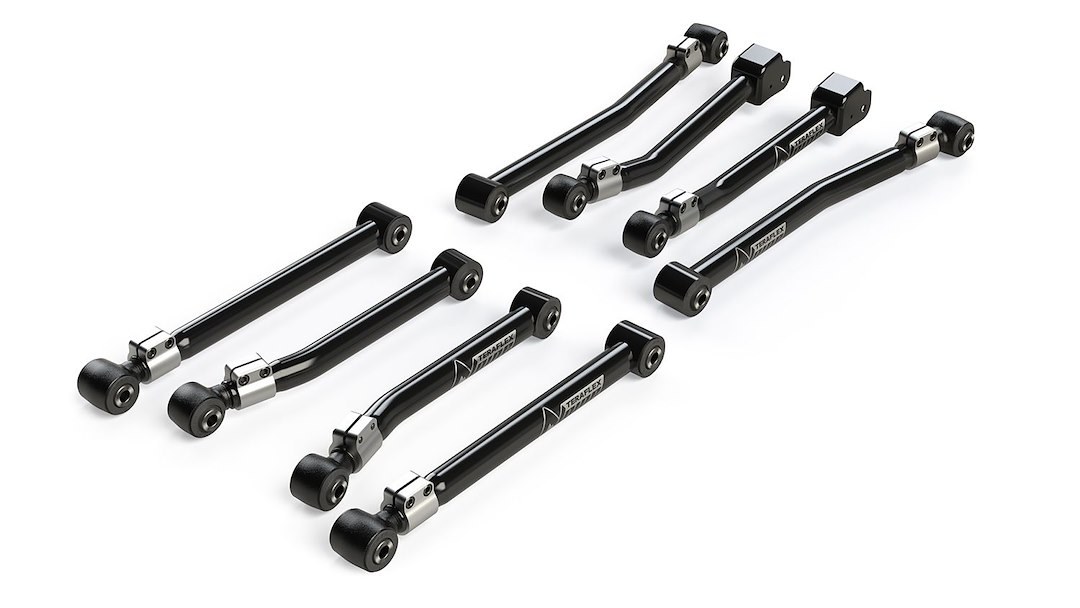 TeraFlex Control Arm, Alpine Flexarm, Tubular, Adjustable, Black, Steel, With Rubber Bushings, Set of 8 – 1416610