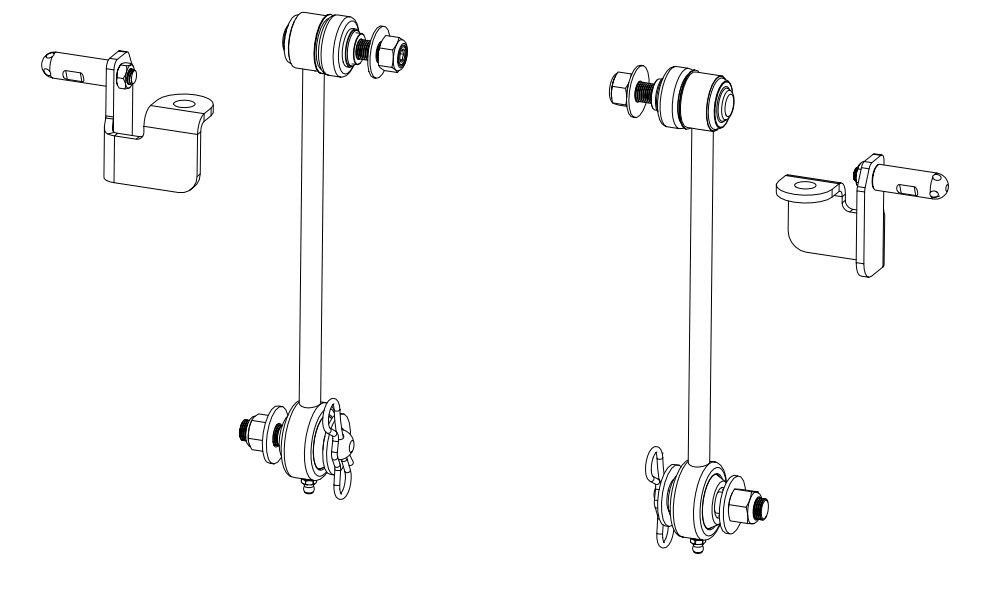 TeraFlex Stabilizer Bar Quick Disconnect, 3 to 5 Inch Lift, Single Disconnect, Upper Swivel Stud/ Lower Ball and Pin Ends – 1753000