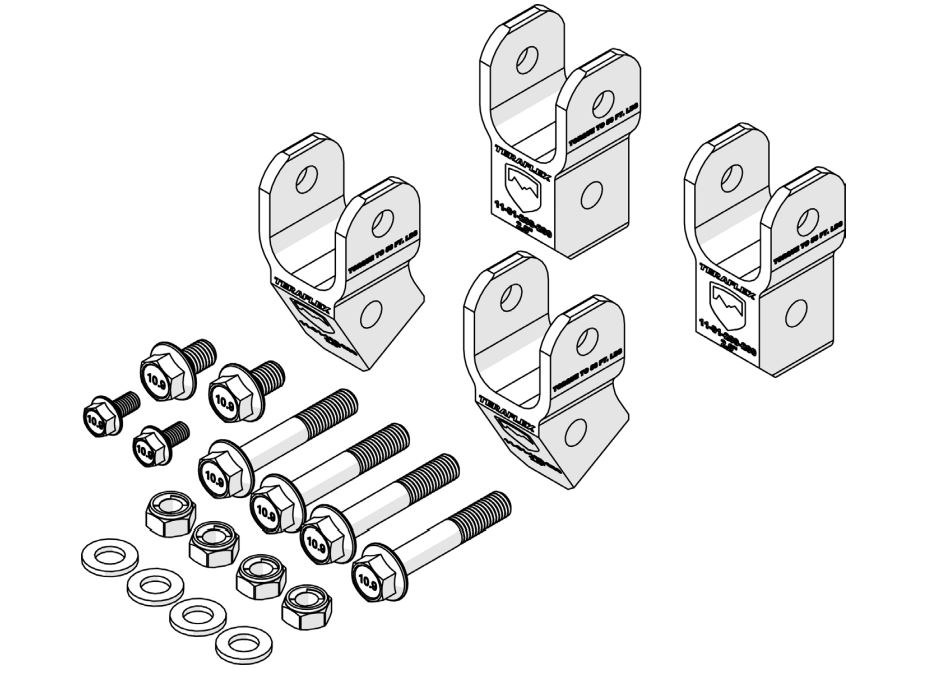 TeraFlex Shock Absorber Extender, 2 to 2-1/2 Inch Lift, For Use with OE Shocks, Set of 4 – 1985200