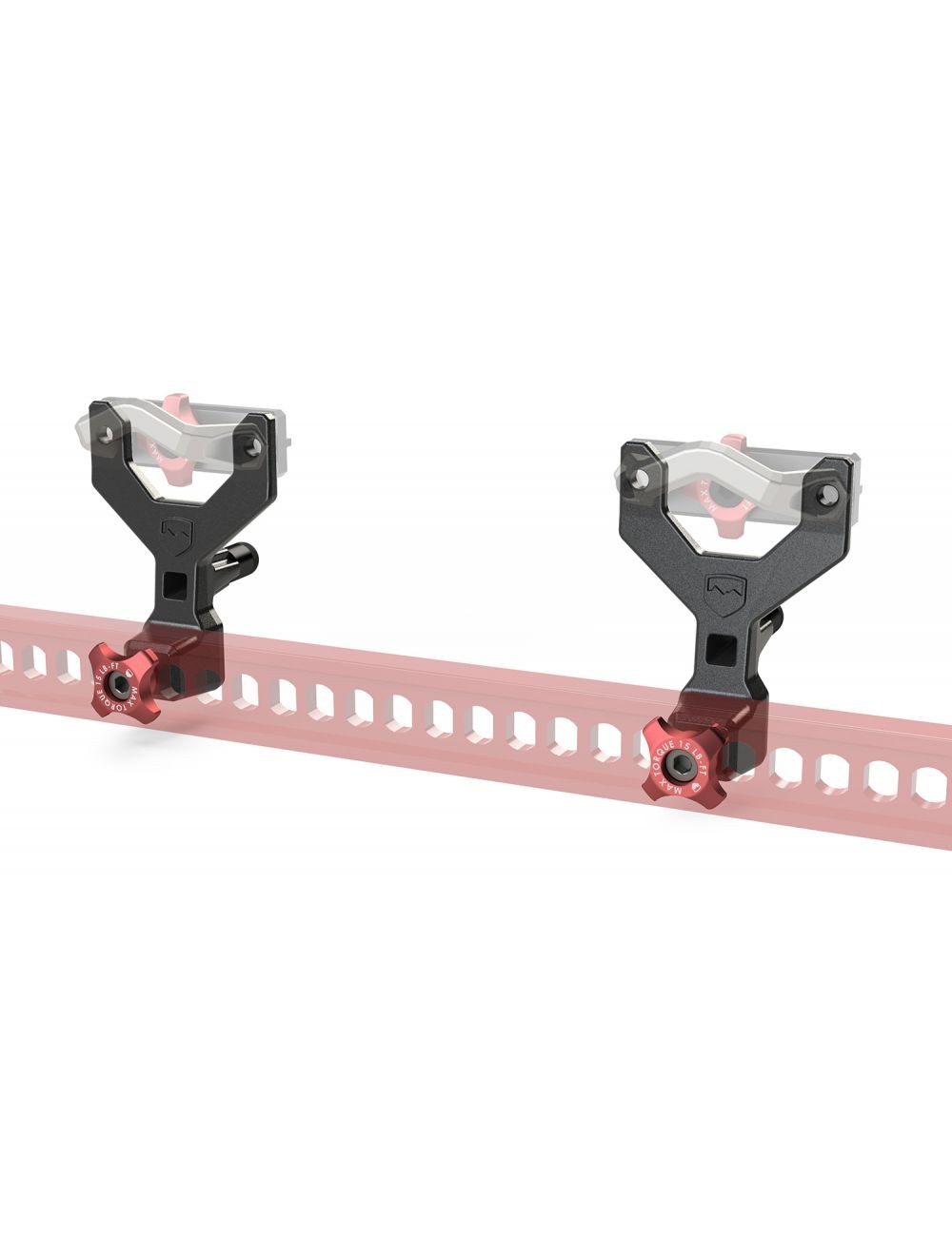 TeraFlex Jack Mount, Uinta, For Use with Hi-Lift Jack, Mounts to Unita Cargo Anchors or OE Bed Rails, Black Brackets/ Red Knobs, Aluminum – 4831030