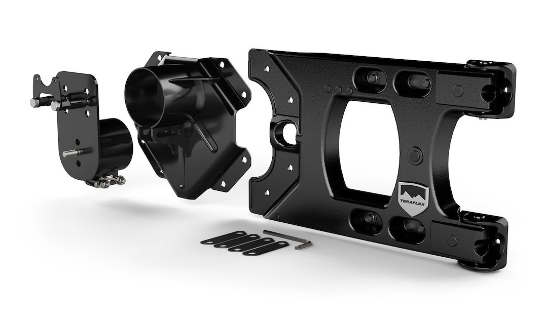 TeraFlex Spare Tire Carrier, HD Hinged Carrier, Tailgate Mount/ Tailgate Hinge Mount, 37 Inch Maximum Tire Size, Black – 4838150