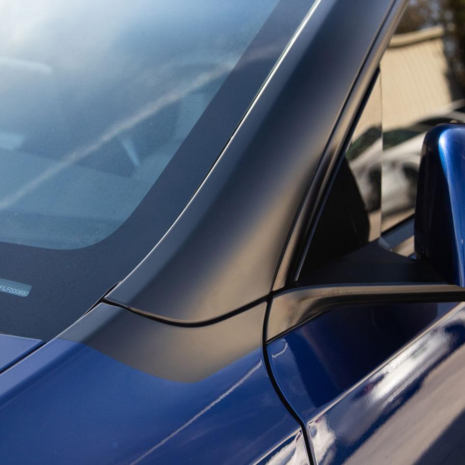 Tesbros Body Pillar Cover, Satin Black, Vinyl, 2 Piece, With Squeegee Kit – TB-PILLAR-3-STNBL