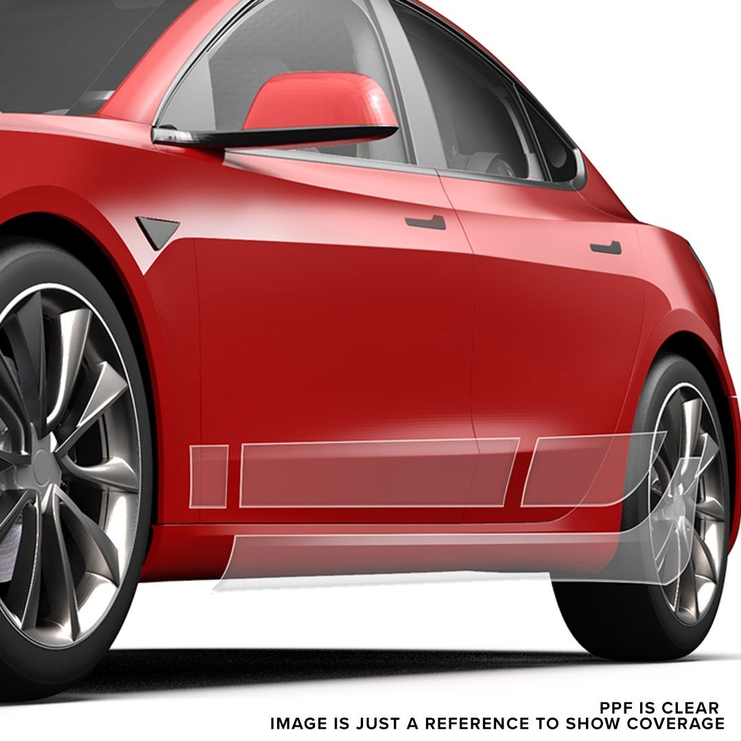 Tesbros Protective Film, Direct-Fit, Protection for Driver/ Passenger Side Rocker Panels, Clear, Hexis Bodyfence X – TB-PPF-3ROCKER